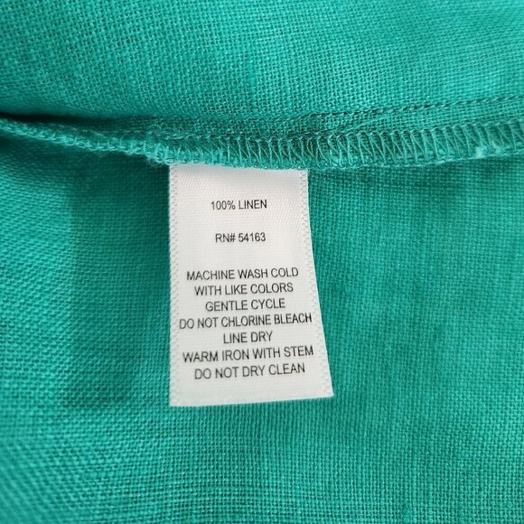 Marc New York Andrew Marc Size M 100% Linen Green Short Sleeve Top Relaxed - Picture 6 of 6